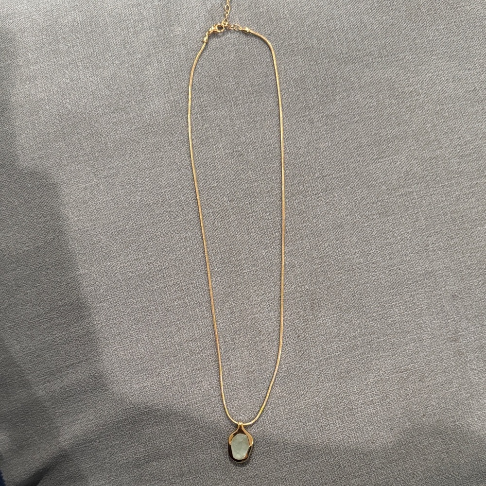 MONICA VINADER Gold Necklace with Aqua Pendant- March Birthstone - Picture 6 of 6